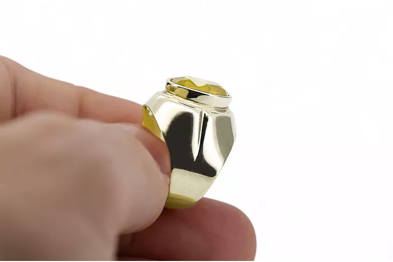 14k żółte złoto Żółty Perydot Pierścionek Klasyczny Vintage vrc296y